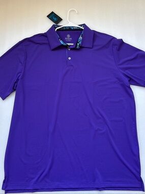 Scales Performance Men's Purple Polo with Patterned Collar